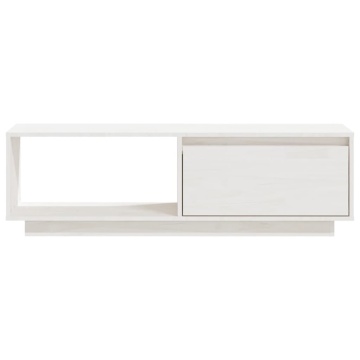 Comodă TV, alb, 110x30x33,5 cm, lemn masiv de pin - Img 4