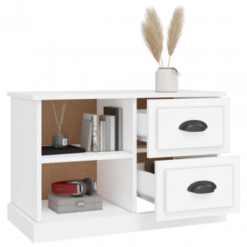 Comodă TV, alb, 73x35,5x47,5 cm, lemn prelucrat - Img 8