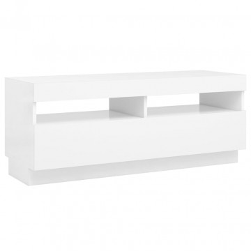 Comodă TV cu lumini LED, alb, 100x35x40 cm - Img 7