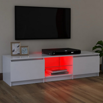 Comodă TV cu lumini LED, alb, 120x30x35,5 cm - Img 3