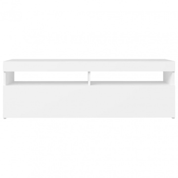 Comodă TV cu lumini LED, alb, 120x35x40 cm - Img 7