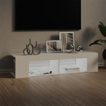 Comodă TV cu lumini LED, alb, 135x39x30 cm - Img 3
