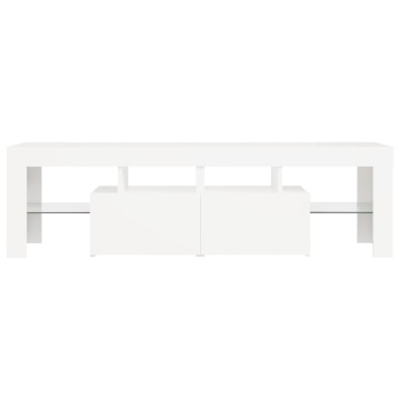 Comodă TV cu lumini LED, alb, 140x36,5x40 cm - Img 7