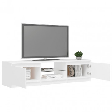 Comodă TV cu lumini LED, alb, 140x40x35,5 cm - Img 6