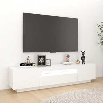 Comodă TV cu lumini LED, alb, 180x35x40 cm - Img 8