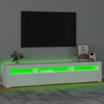 Comodă TV cu lumini LED, alb, 195x35x40 cm - Img 4