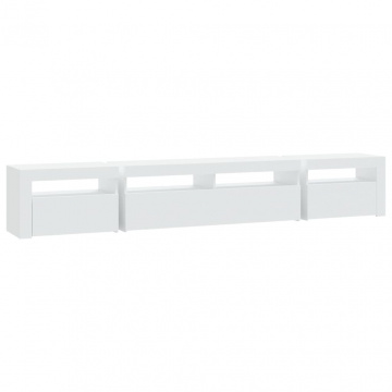 Comodă TV cu lumini LED, alb, 240x35x40 cm - Img 7