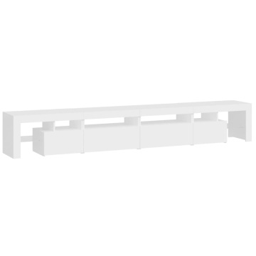 Comodă TV cu lumini LED, alb, 260x36,5x40cm - Img 6