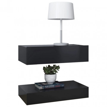 Comodă TV cu lumini LED, gri, 60x35 cm - Img 4