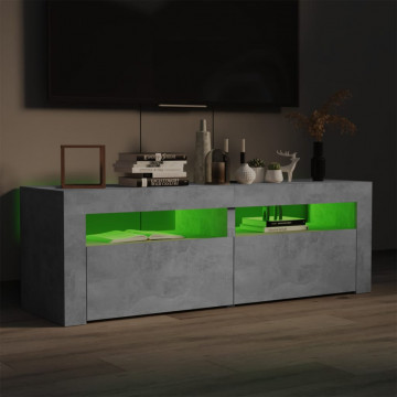 Comodă TV cu lumini LED, gri beton, 120x35x40 cm - Img 3