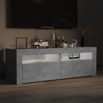 Comodă TV cu lumini LED, gri beton, 120x35x40 cm - Img 8