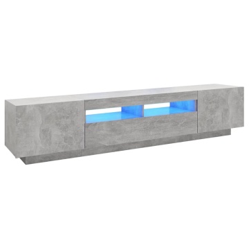 Comodă TV cu lumini LED, gri beton, 200x35x40 cm - Img 2