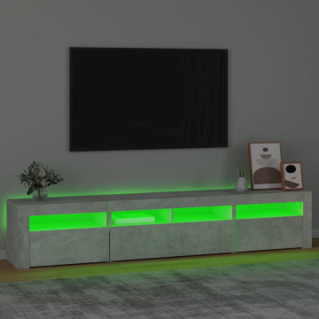 Comodă TV cu lumini LED, gri beton, 210x35x40 cm - Img 4