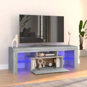 Comodă TV cu lumini LED, gri sonoma, 120x35x40 cm - Img 1