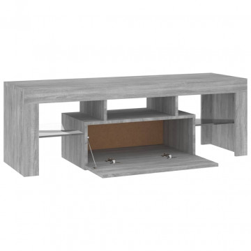 Comodă TV cu lumini LED, gri sonoma, 120x35x40 cm - Img 4