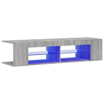 Comodă TV cu lumini LED, gri sonoma, 135x39x30 cm - Img 2