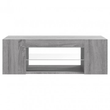 Comodă TV cu lumini LED, gri sonoma, 90x39x30 cm - Img 7
