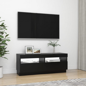 Comodă TV cu lumini LED, negru, 100x35x40 cm - Img 8