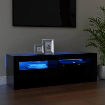 Comodă TV cu lumini LED, negru, 120x35x40 cm - Img 1