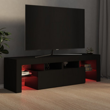 Comodă TV cu lumini LED, negru, 140x36,5x40 cm - Img 5