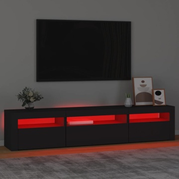 Comodă TV cu lumini LED, negru, 195x35x40 cm - Img 8