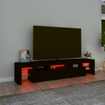 Comodă TV cu lumini LED, negru, 200x36,5x40 cm - Img 8