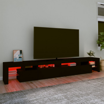 Comodă TV cu lumini LED, negru, 260x36,5x40cm - Img 8