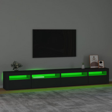 Comodă TV cu lumini LED, negru, 270x35x40 cm - Img 4