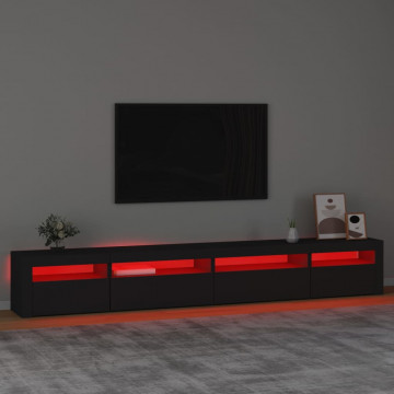 Comodă TV cu lumini LED, negru, 270x35x40 cm - Img 8