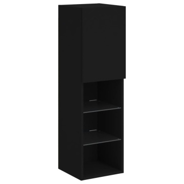 Comodă TV cu lumini LED, negru, 30,5x30x102 cm - Img 6