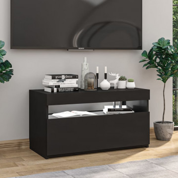Comodă TV cu lumini LED, negru, 75x35x40 cm - Img 3