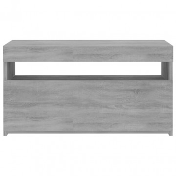 Comodă TV cu lumini LED, sonoma gri, 75x35x40 cm - Img 6