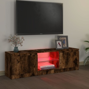 Comodă TV cu lumini LED, stejar fumuriu, 120x30x35,5 cm - Img 3