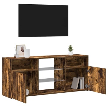 Comodă TV cu lumini LED, stejar fumuriu, 120x30x50 cm - Img 8