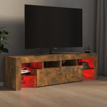 Comodă TV cu lumini LED, stejar fumuriu 140x36,5x40 cm - Img 5