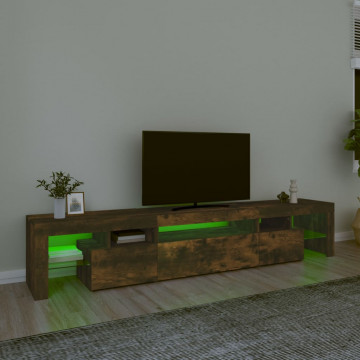 Comodă TV cu lumini LED, stejar fumuriu, 215x36,5x40 cm - Img 4