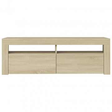 Comodă TV cu lumini LED, stejar sonoma, 120x35x40 cm - Img 7
