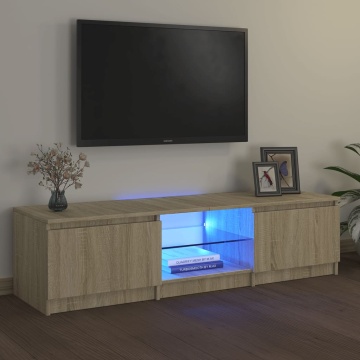 Comodă TV cu lumini LED, stejar sonoma, 140x40x35,5 cm - Img 1