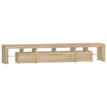 Comodă TV cu lumini LED, stejar sonoma, 230x36,5x40 cm - Img 6