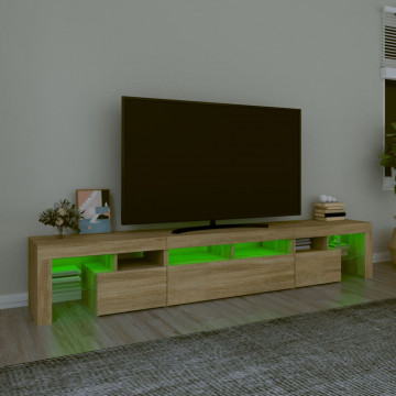 Comodă TV cu lumini LED, stejar sonoma, 230x36,5x40 cm - Img 4