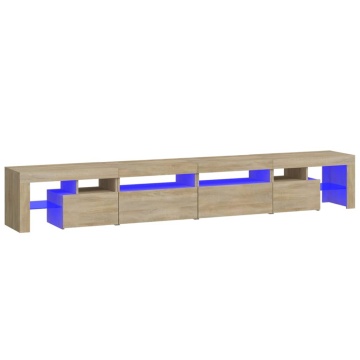 Comodă TV cu lumini LED, stejar sonoma,260x36,5x40cm - Img 2