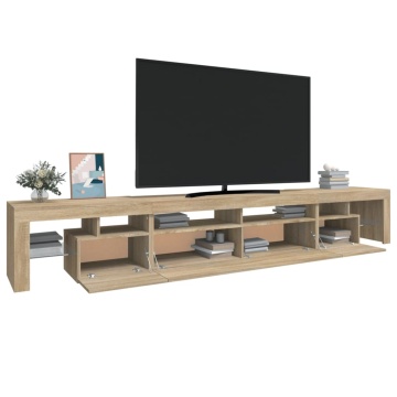 Comodă TV cu lumini LED, stejar sonoma,260x36,5x40cm - Img 5