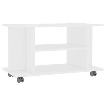 Comodă TV cu roți, alb, 80x40x45 cm, lemn prelucrat - Img 2