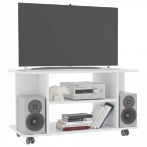 Comodă TV cu rotile, alb, 80 x 40 x 40 cm, PAL - Img 3