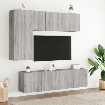Comodă TV de perete, 2 buc. gri sonoma, 60x30x41 cm - Img 3