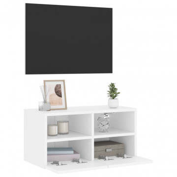 Comodă TV de perete, alb, 60x30x30 cm, lemn prelucrat - Img 5