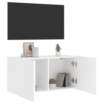 Comodă TV de perete, alb, 80x30x41 cm - Img 4