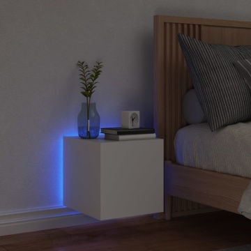 Comodă TV de perete cu lumini LED, alb, 30,5x35x30 cm - Img 4