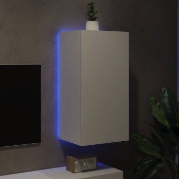 Comodă TV de perete cu lumini LED, alb, 40,5x35x80 cm - Img 3