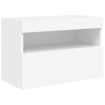 Comodă TV de perete cu lumini LED, alb, 60x30x40 cm - Img 3